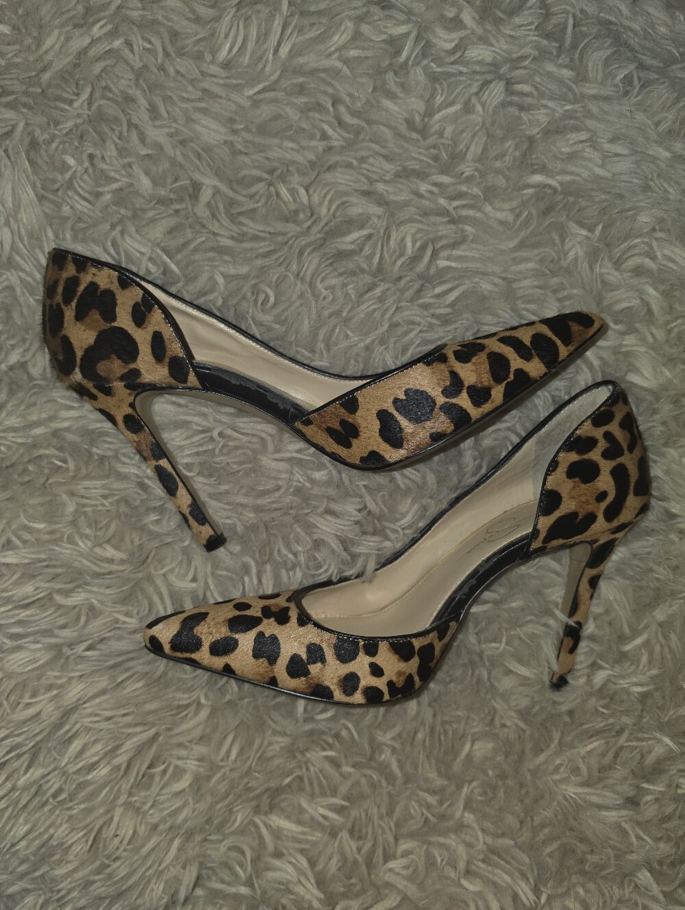 Jessica Simpson Claudette Leopard Print Calf Hair D'Orsay Pumps - Size 9M